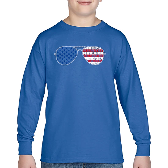 LA Pop Art Boys Long Sleeve T-Shirt - Americana Sunglasses
