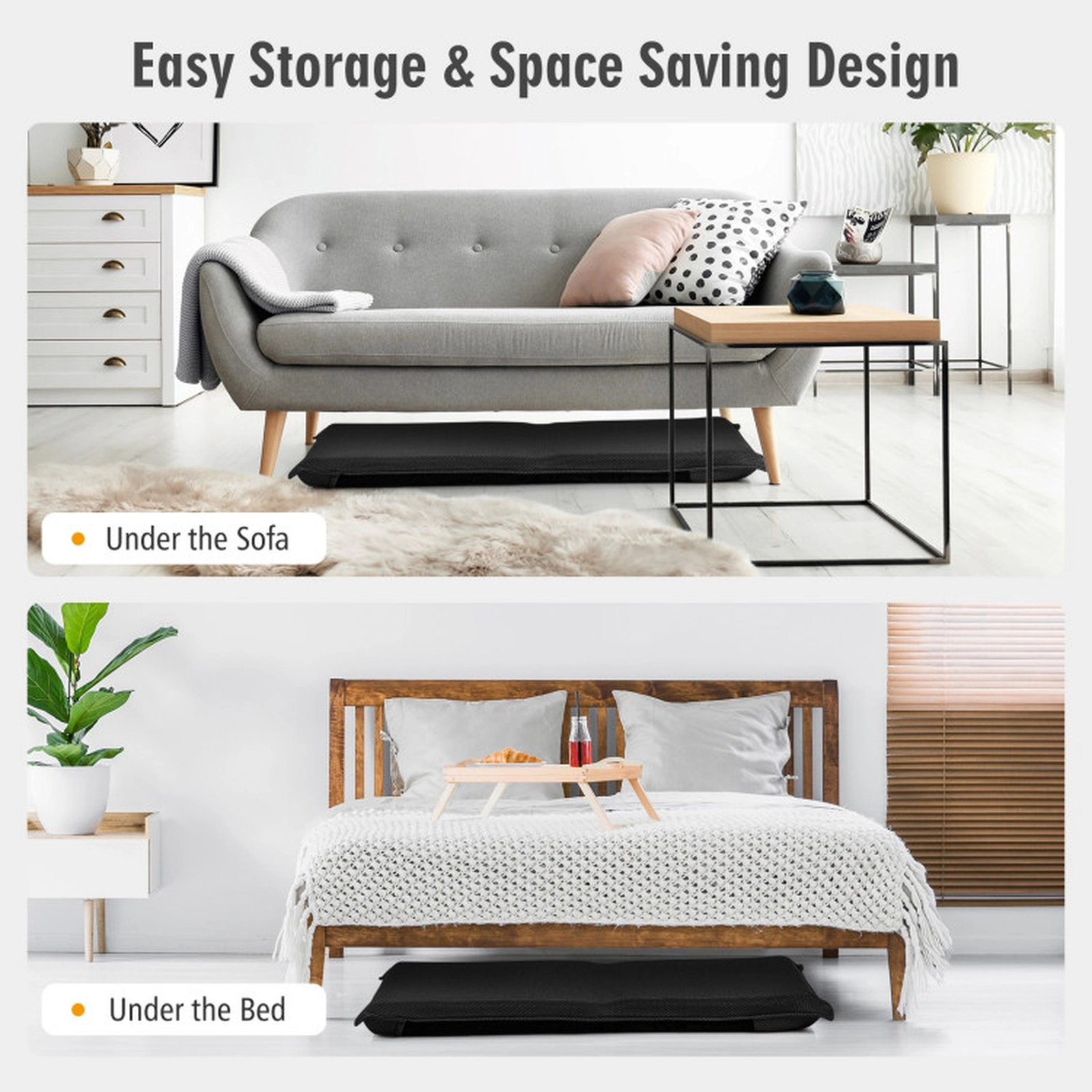 SUGIFT Adjustable 6-Position Folding Lazy Sofa Floor Chair 287-Lb Capacity Black