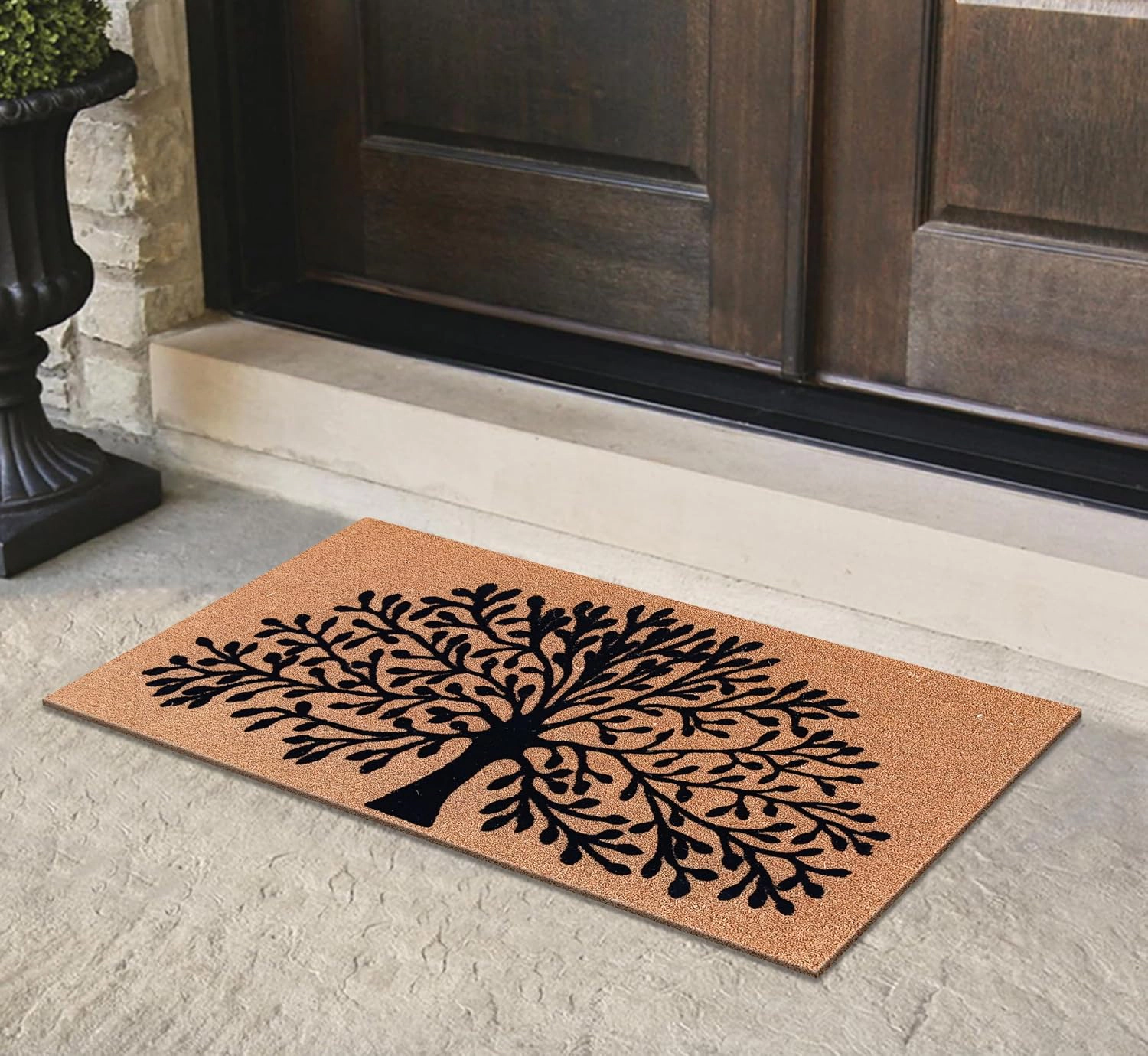 A1 Home Collections Coir Flocked Door Mat 30x48 Inches Heavy Duty Non-Slip Durable Tree Of Life-Flocked
