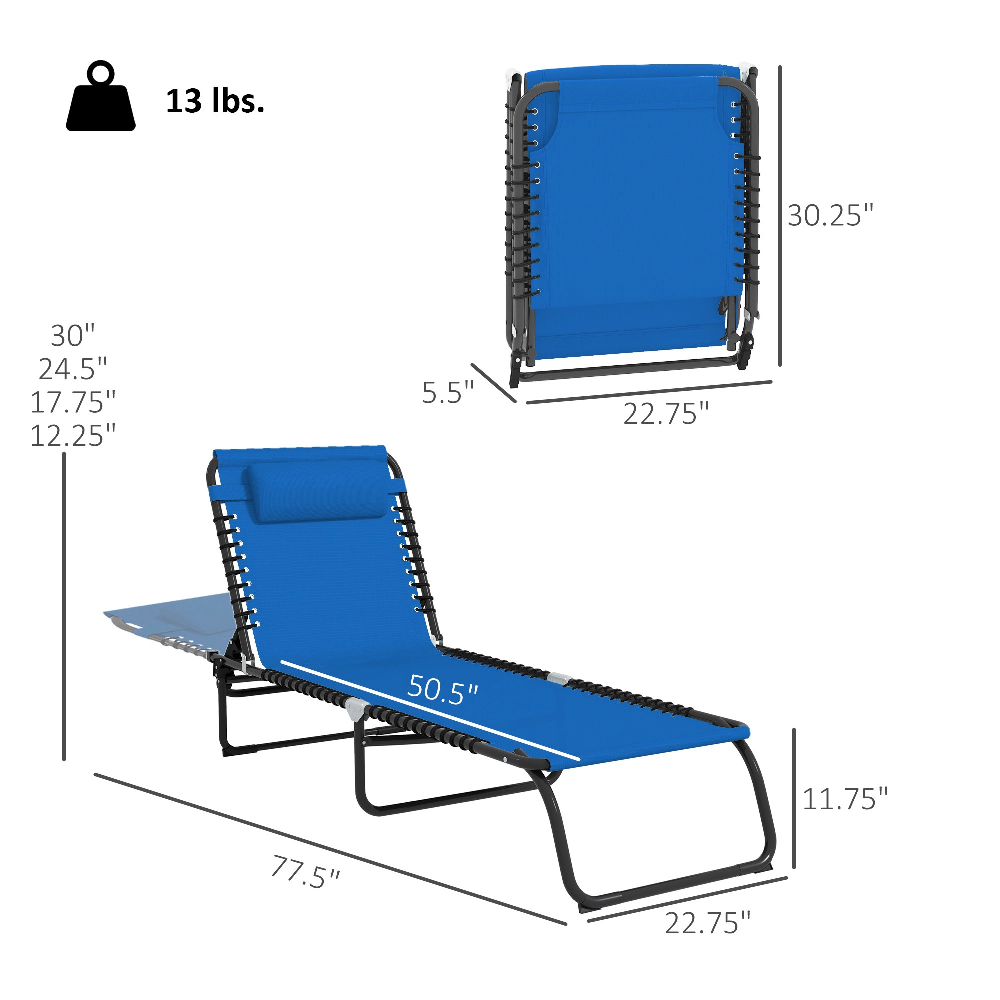 HONGGE Chaise Lounge 4-Position Reclining Back Breathable Mesh