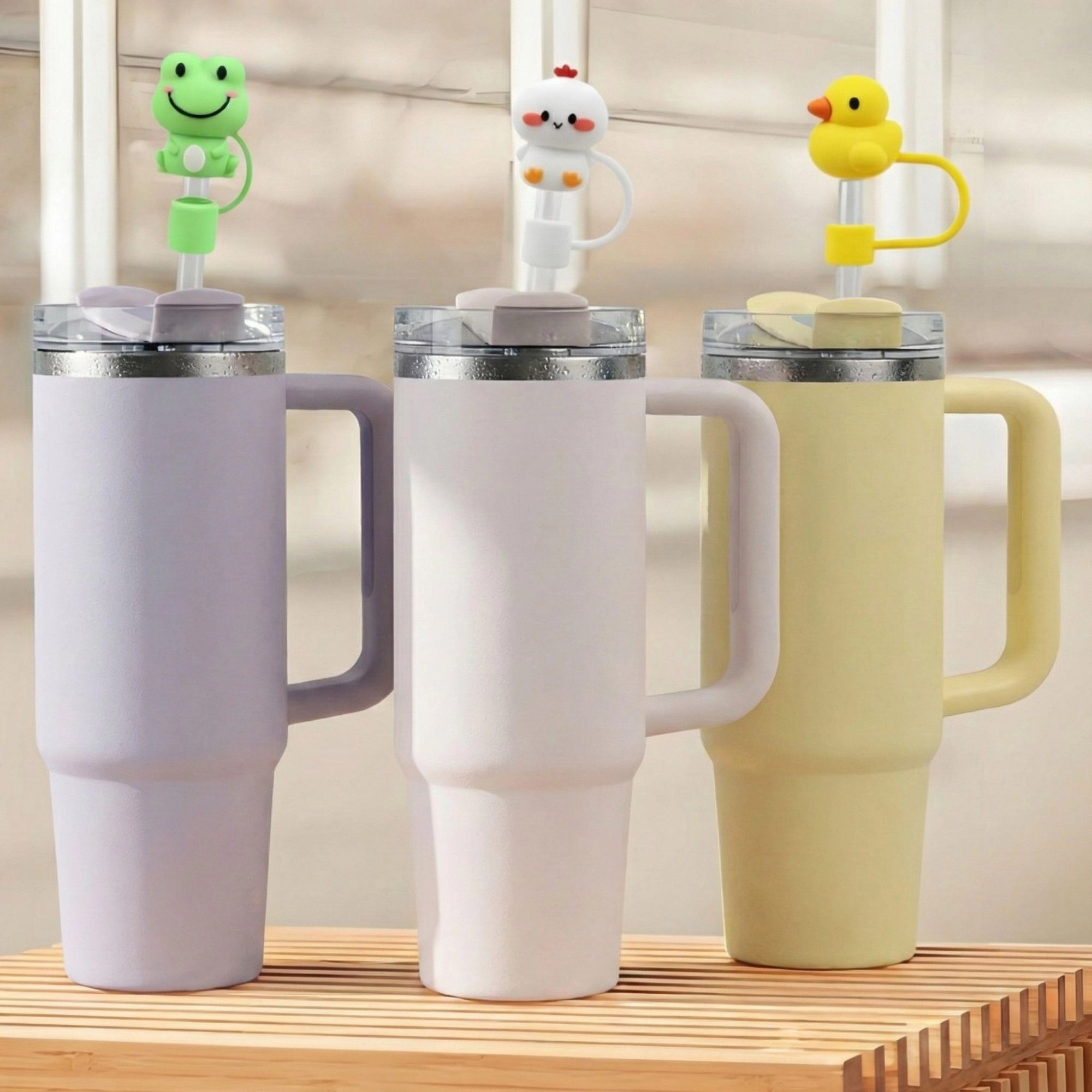 Alilang Unisex Animal Straw Cover Set 5 Pack Cute Silicone Tumbler Straw Caps Reusable Decorative Drink Accessories