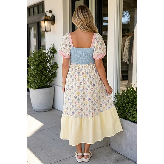Threaded Pear Women's Gracelyn Shirred Long Dress