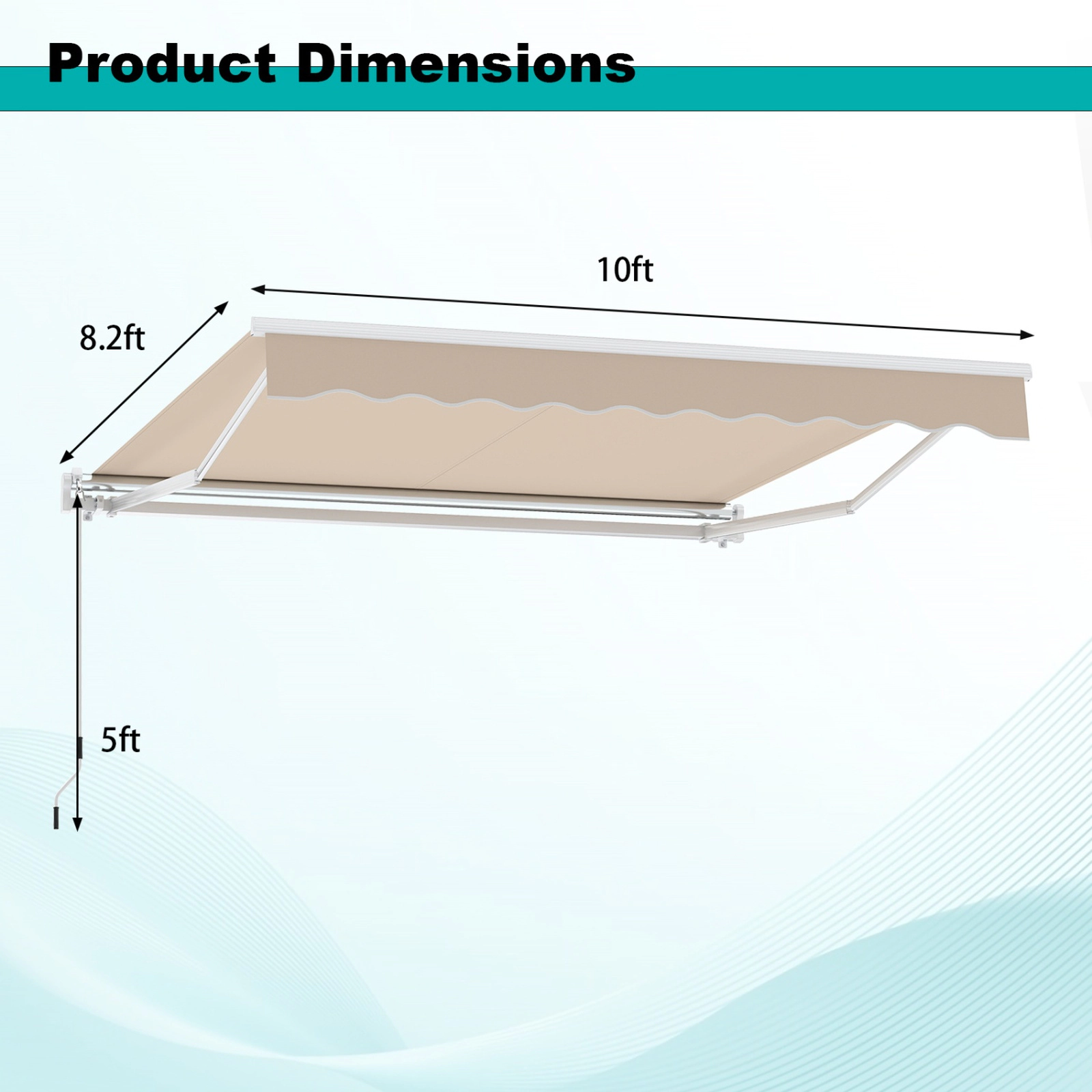 SUGIFT Easy-Opening Retractable Patio Awning with Manual Crank Handle Brown/Beige