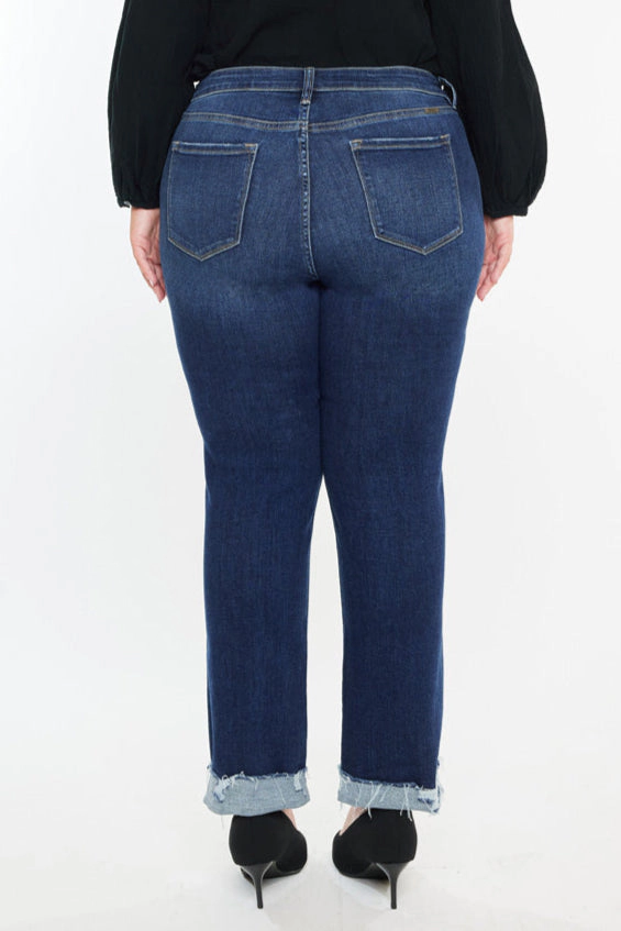KanCan Women's Plus Essentials Mid Rise Slim Straight Leg Jeans Emely