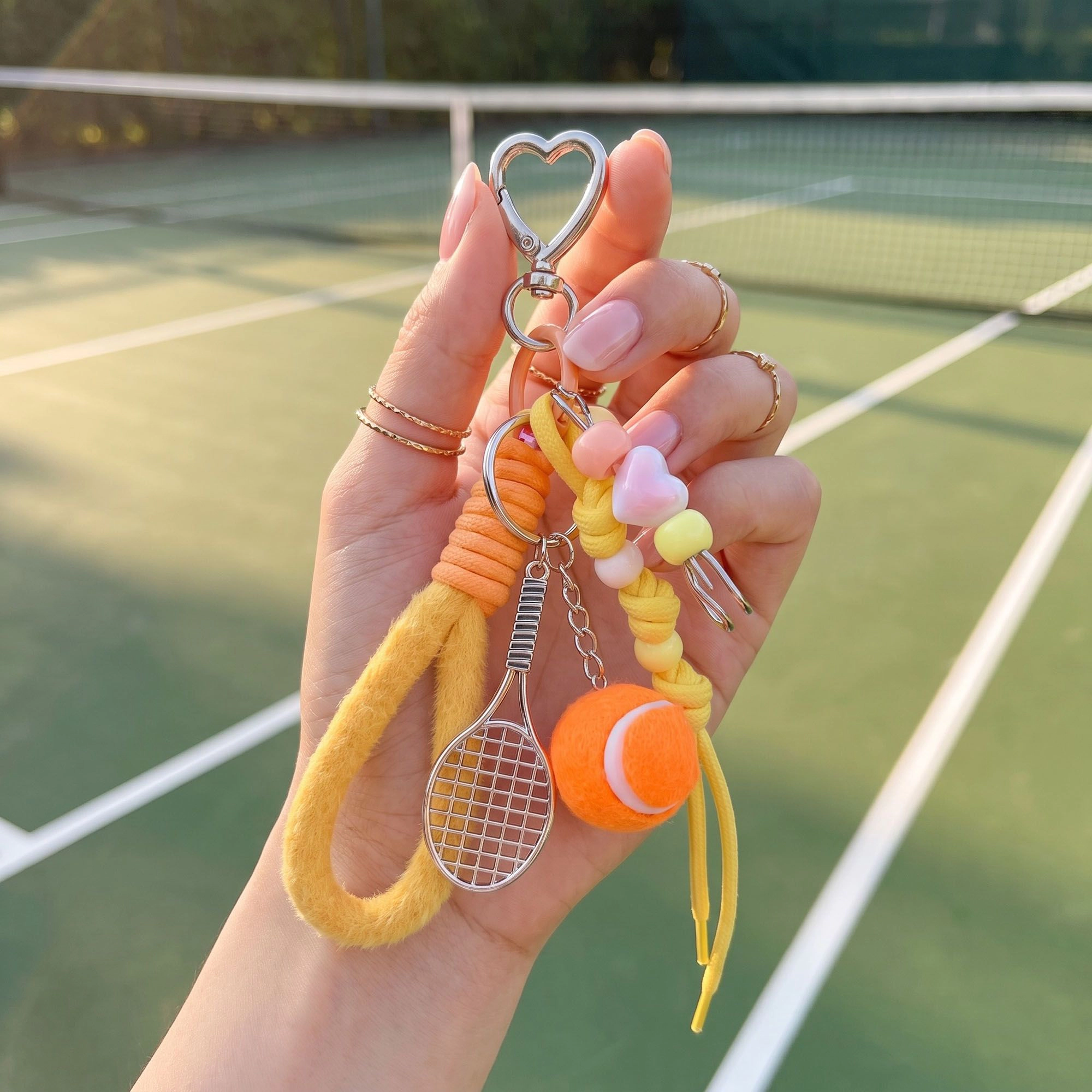 Alilang Women's 2-Piece Womens Sports Themed Bag Charm with Hanging Clip and Tennis Accessory