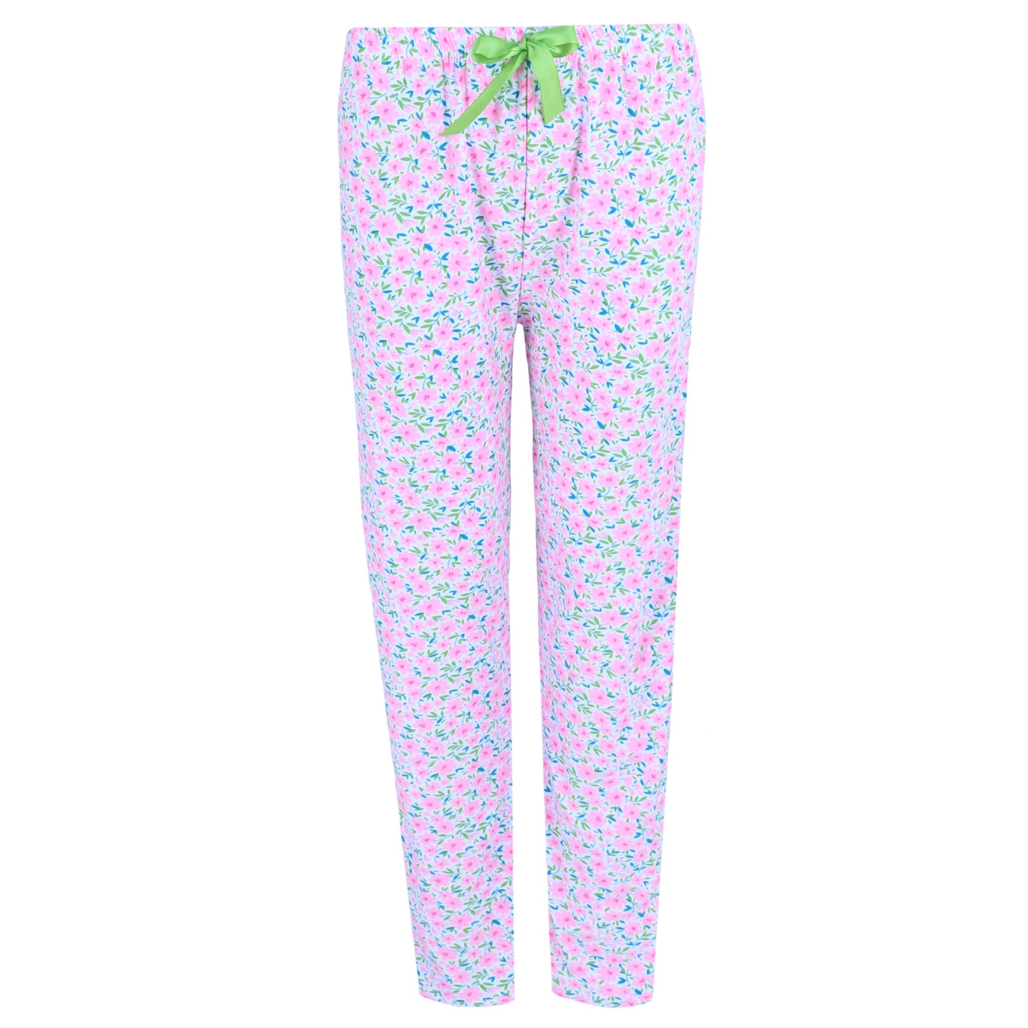 Gabriella Women's Button Up Long Sleeve & Pant Pink Floral Set