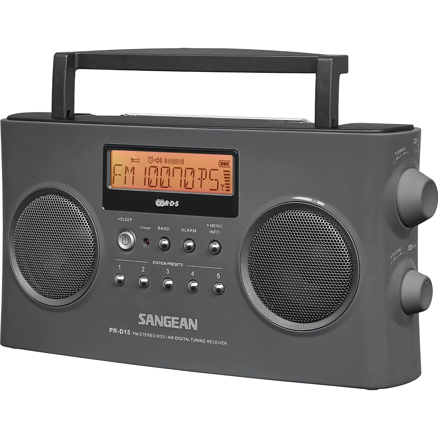 SANGEAN PR-D15 Digital Portable Stereo RDS Receiver - Gray