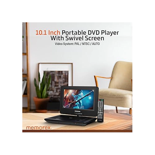 Memorex MX-PDV10 10.1-inch Portable Swivel DVD Player - Black