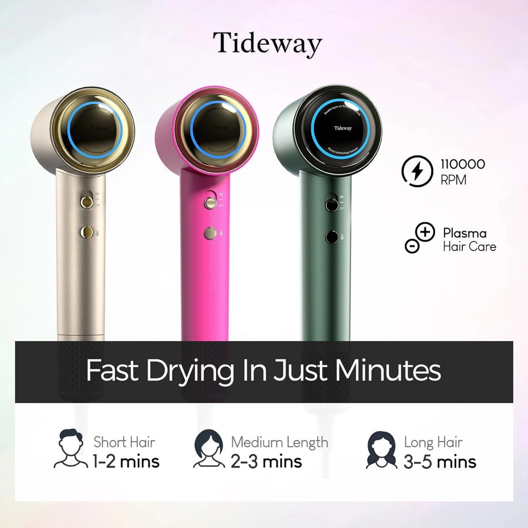 Tideway H11 AURA High-Speed Plasma Hair Dryer with Diffuser