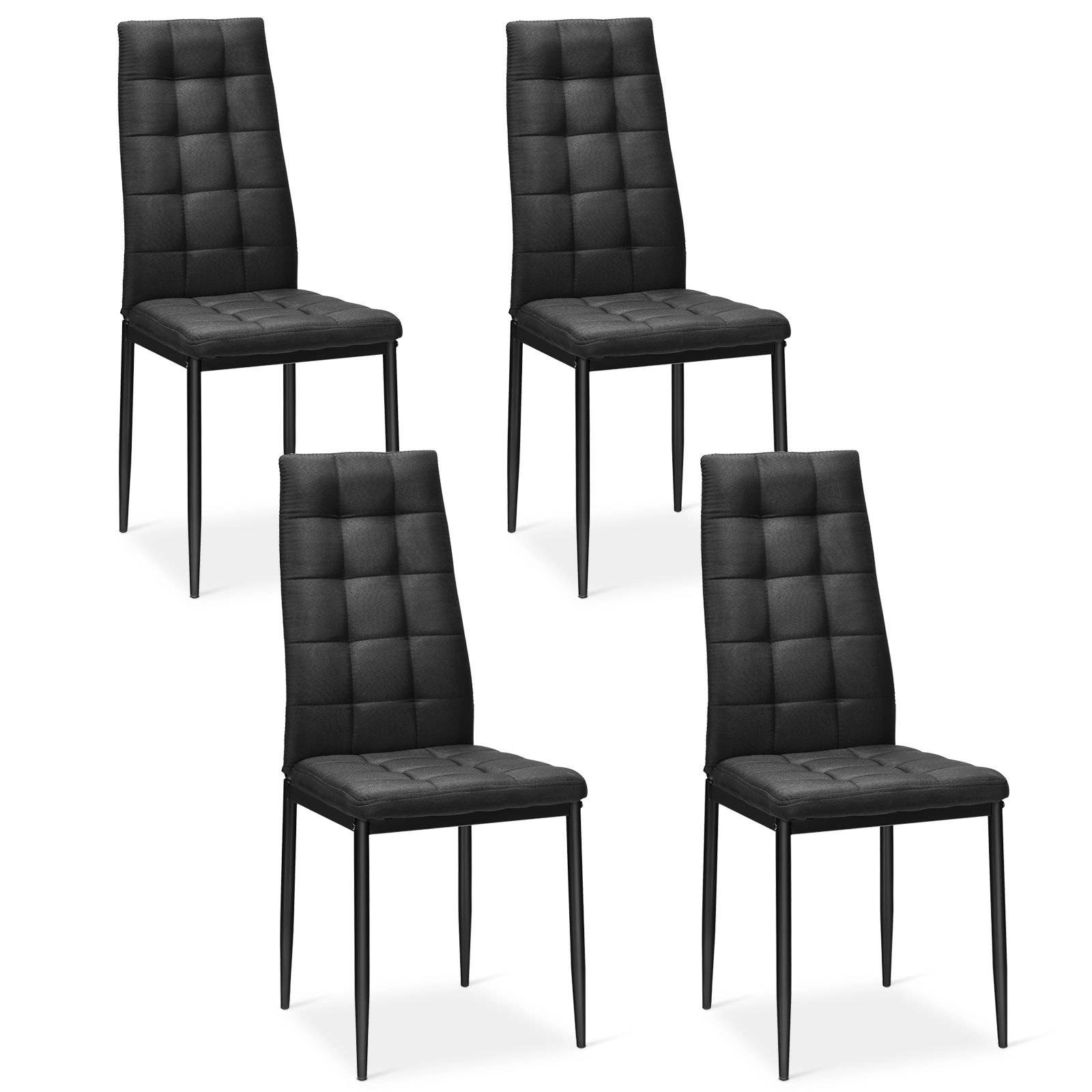 SlickBlue Fabric Cushion Dining Chairs with Metal Legs Set of 4