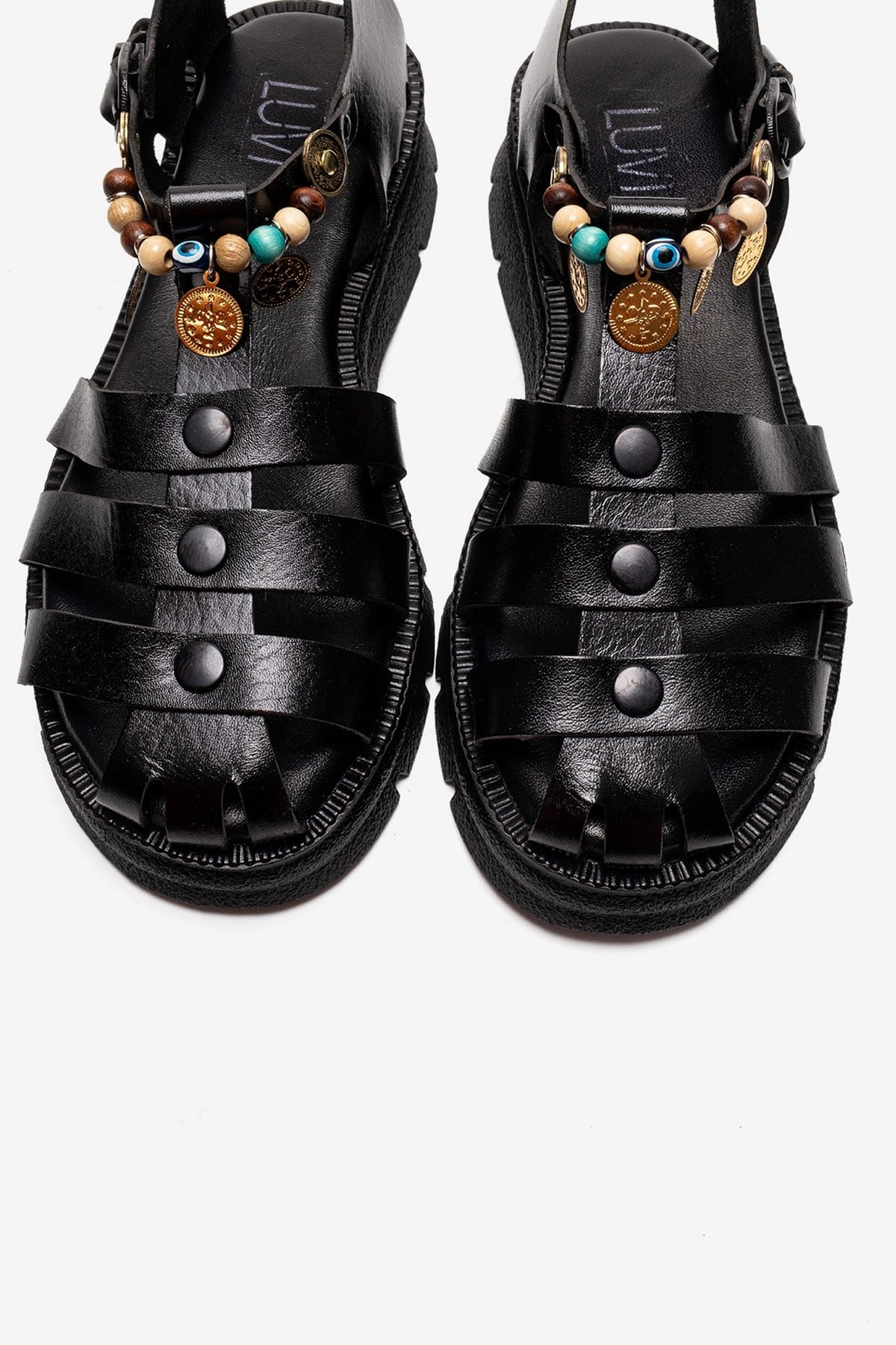 Forever & Always Womens Solis Leather Beaded Sandals