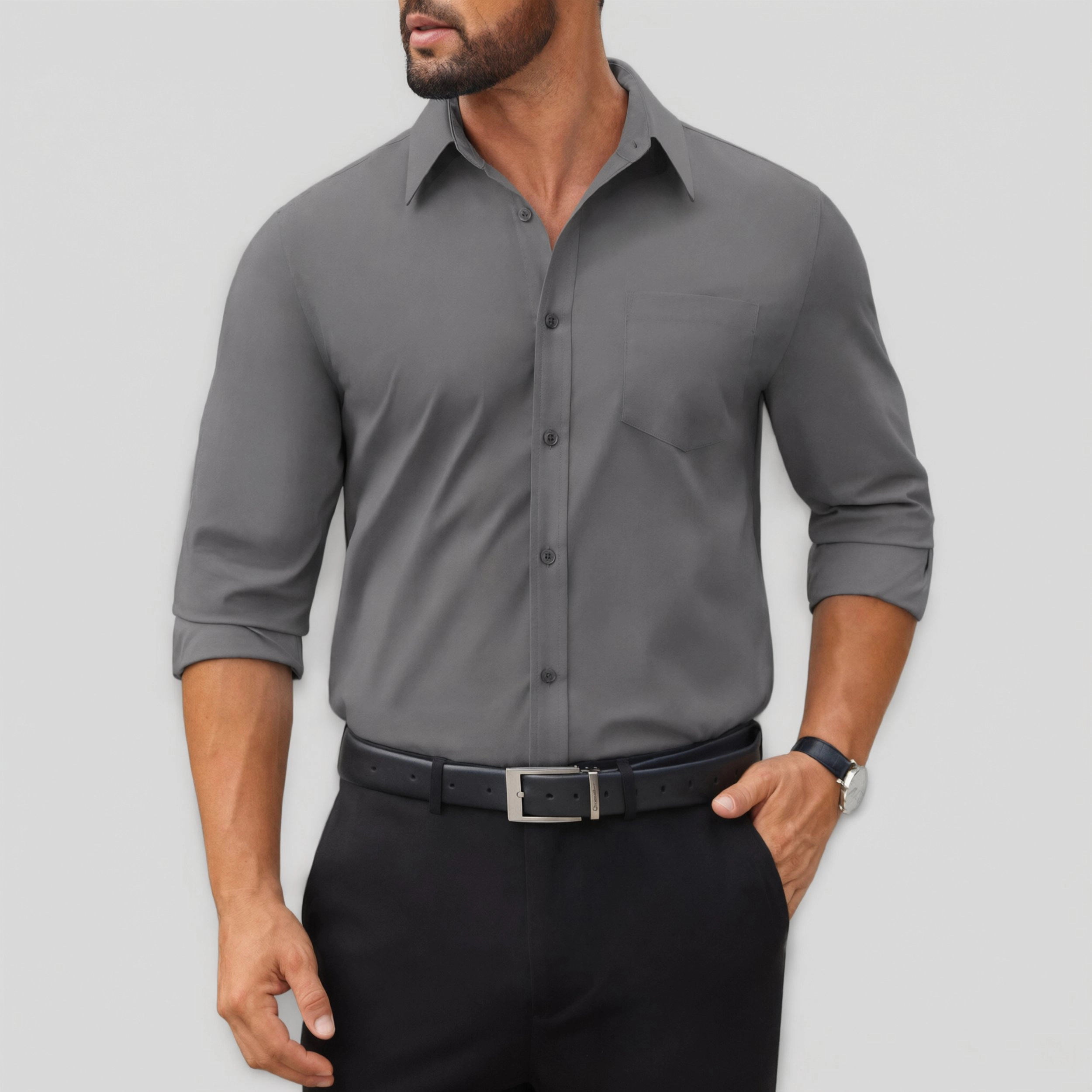 COOFANDY Men's Regular Fit Long Sleeve Collar Neck Dress Shirt