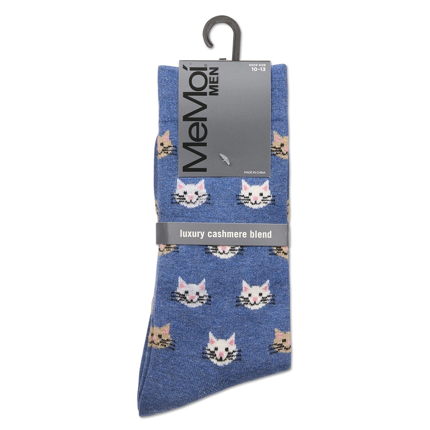 MeMoi Men's Cat Face Cashmere Crew Socks