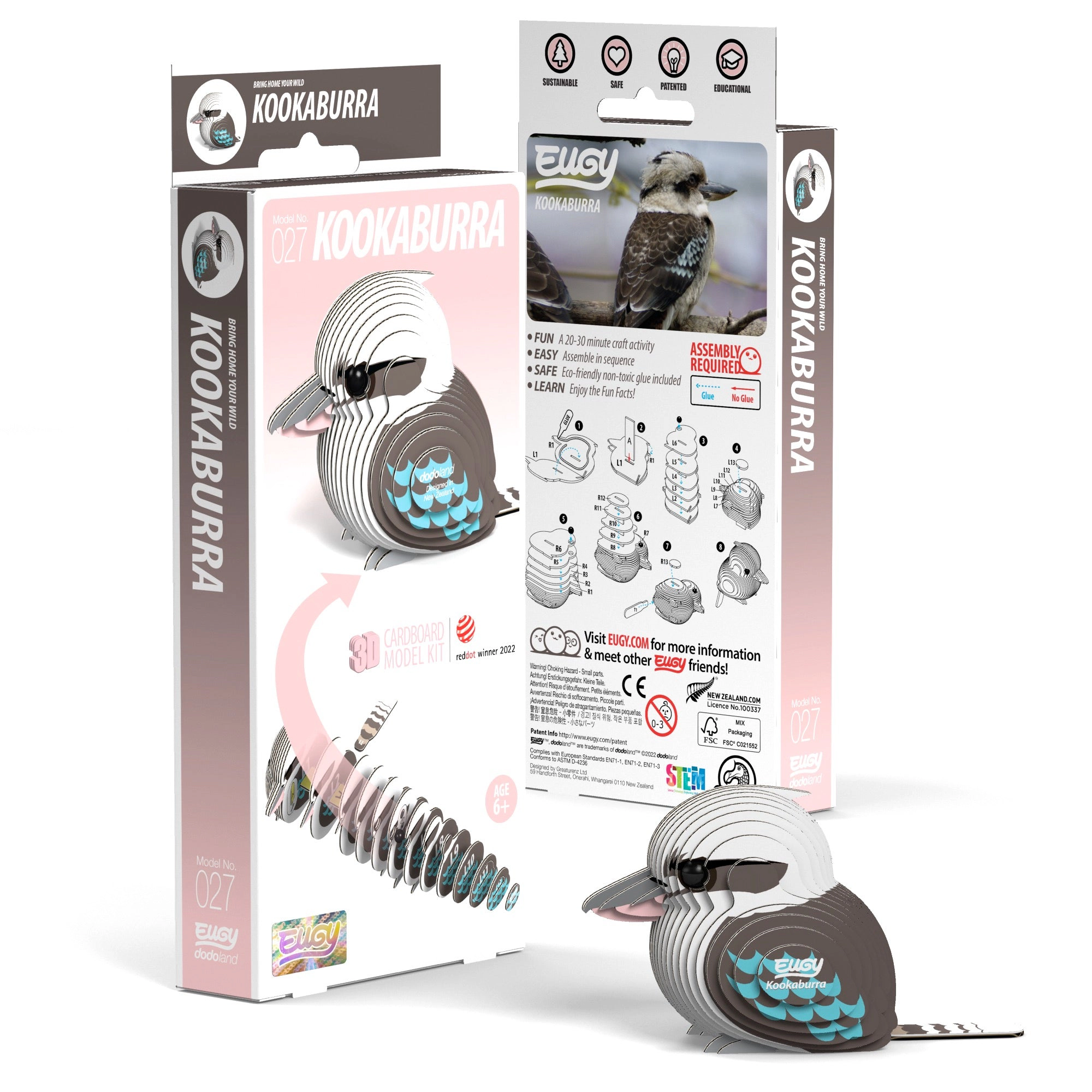 EUGY Kookaburra 3D Puzzle - contains 27 puzzle pieces