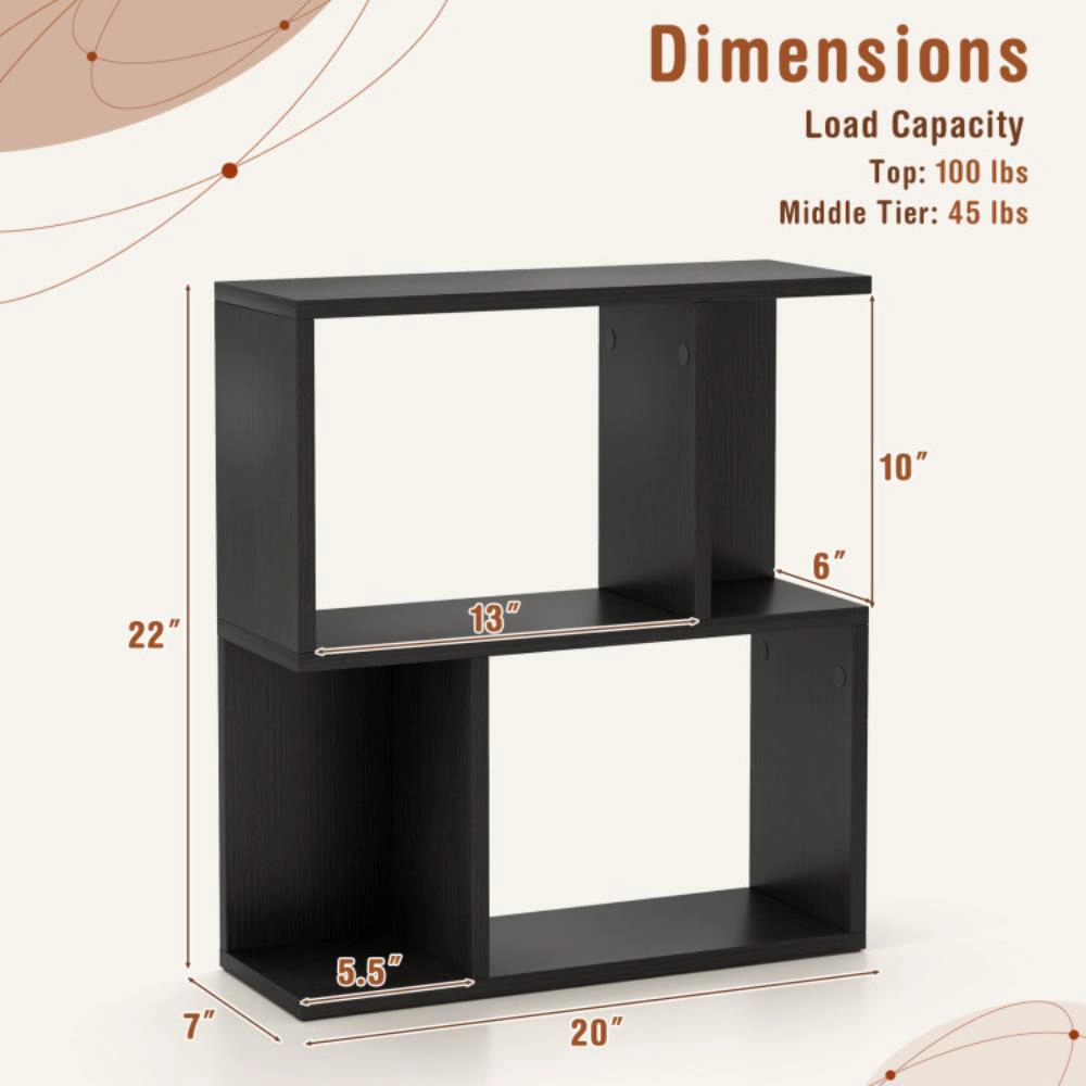 Hivvago 3-Tier Bookshelf with Display Shelf for Small Space