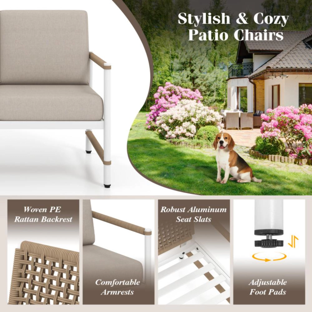 Hivvago 4 Pieces Patio Furniture Set With Thick Cushions And A Coffee Table-Gray