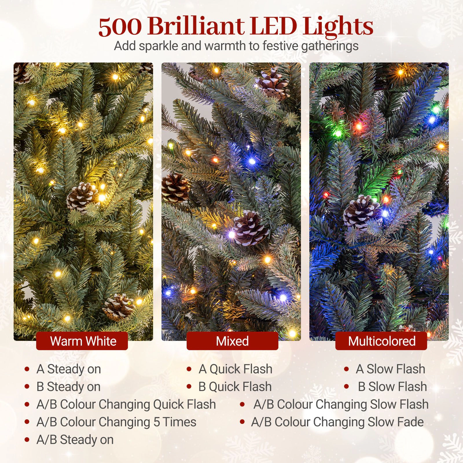 SlickBlue Green Artificial Christmas Tree with Pine Cones and Remote
