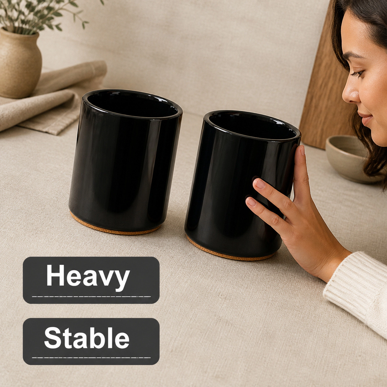 WZK Ceramic 10-Piece Sturdy Non-Slip Farmhouse Kitchen Utensil Holder