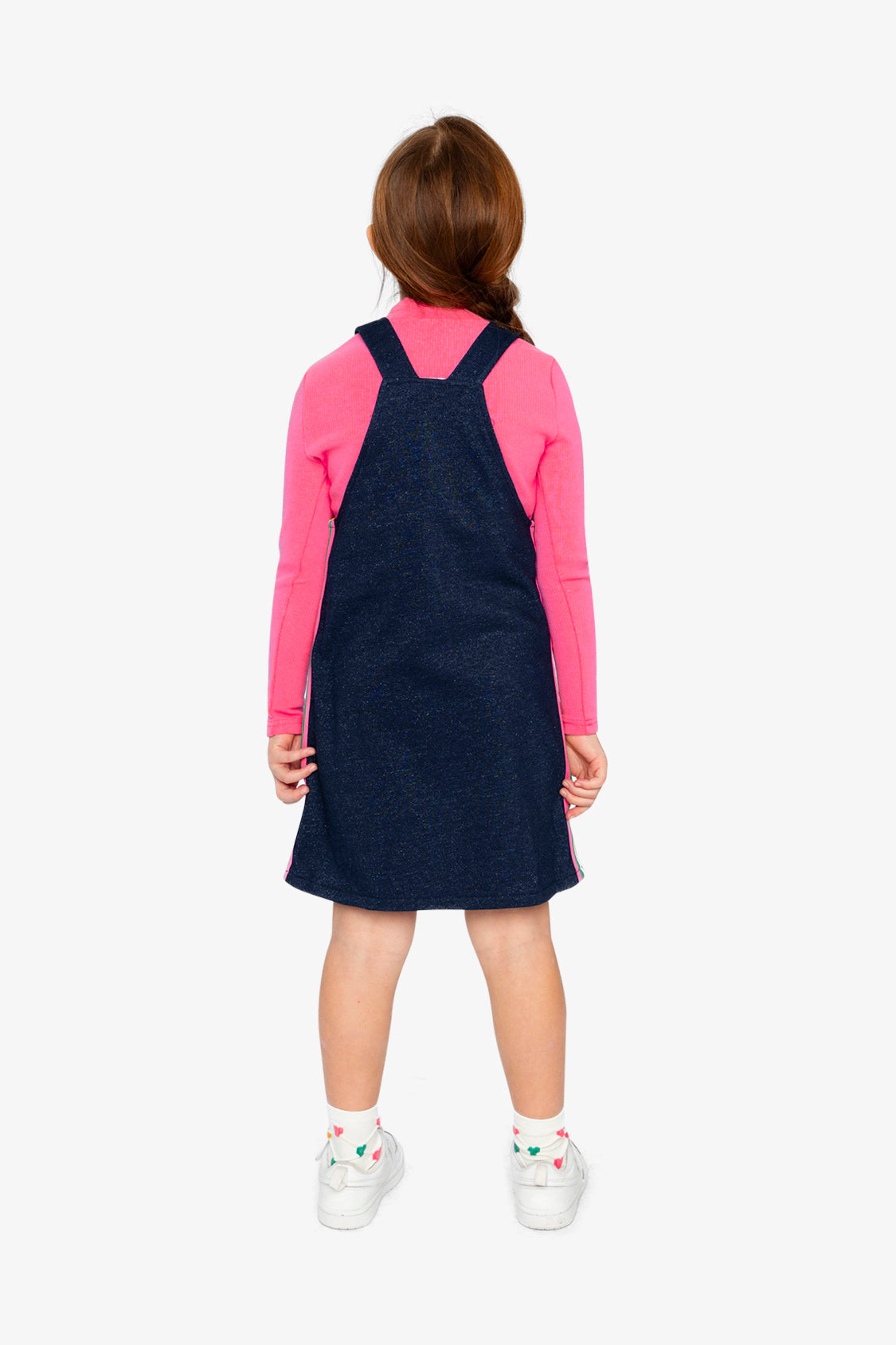 Deux par Deux Girls Appliqué Patch French Terry Overall Dress