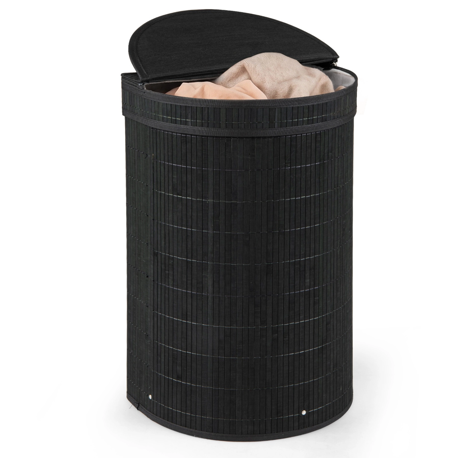 SUGIFT 19 Gal Bamboo Laundry Hamper with Zippered Lid and Removable Liner
