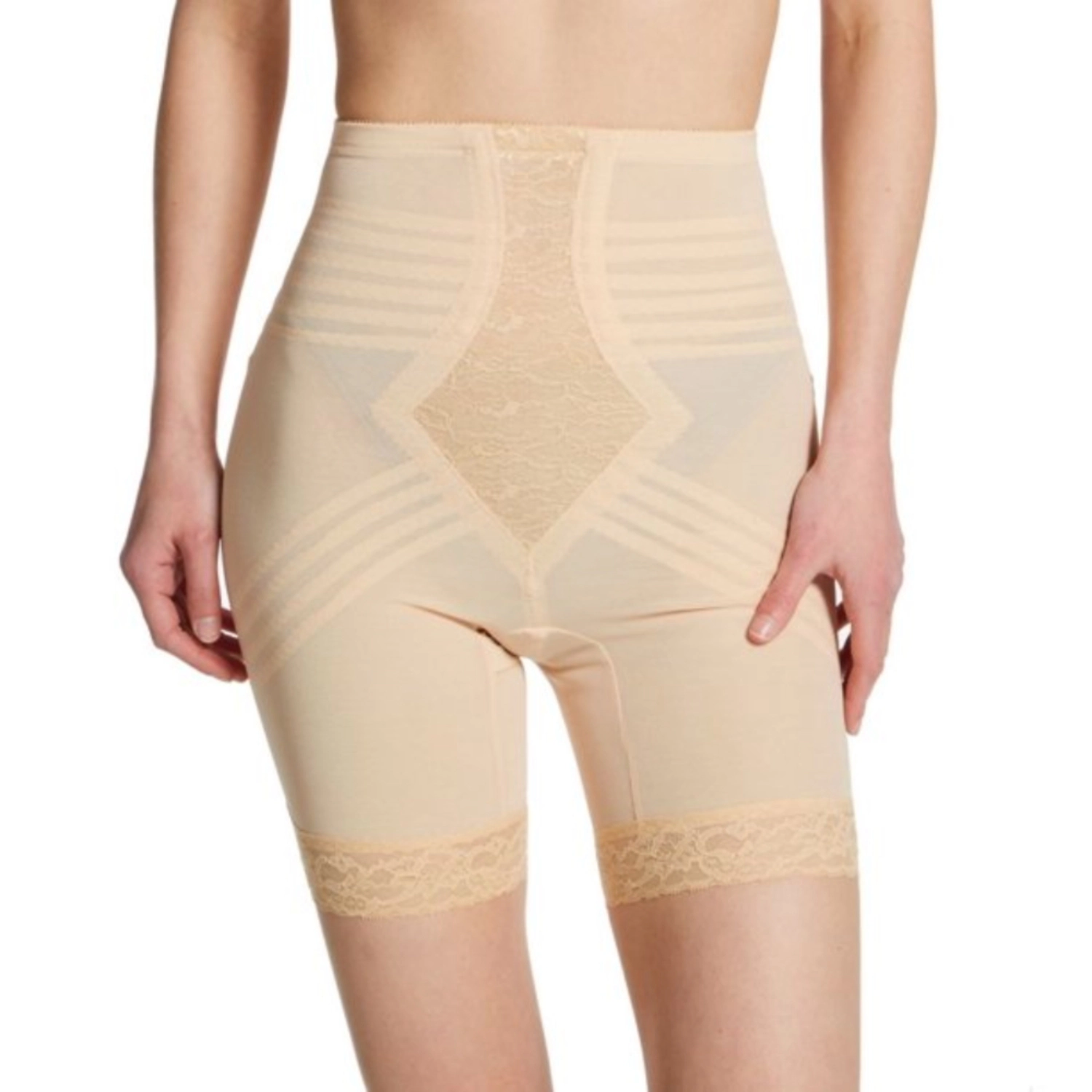 Rago Breathable High Waist Thigh Slimmer | No Roll Power Mesh Hourglass Shaper Firm to Extra Support Style 6209