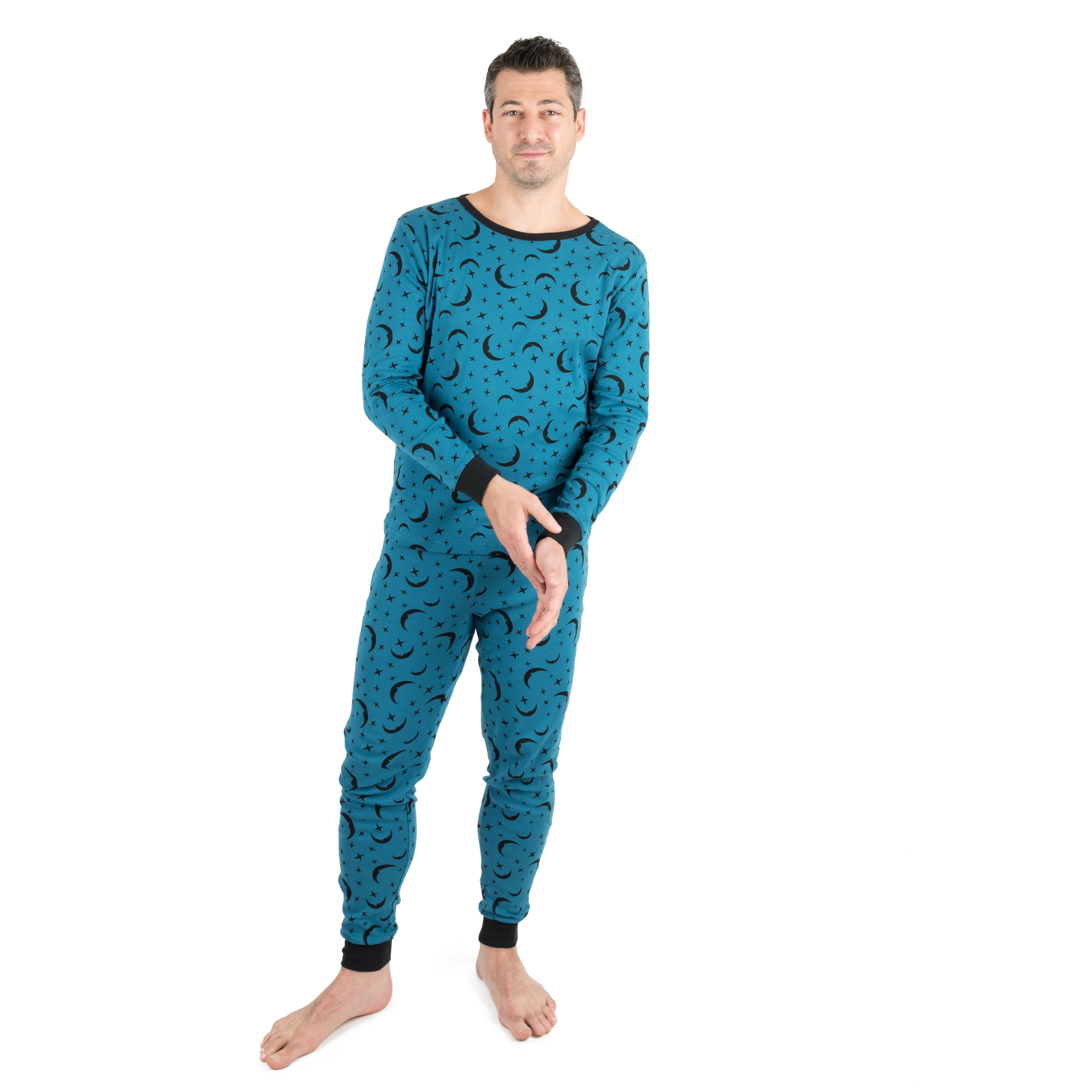 Leveret Mens 2-pc. Moon & Stars Cotton Pajama Set