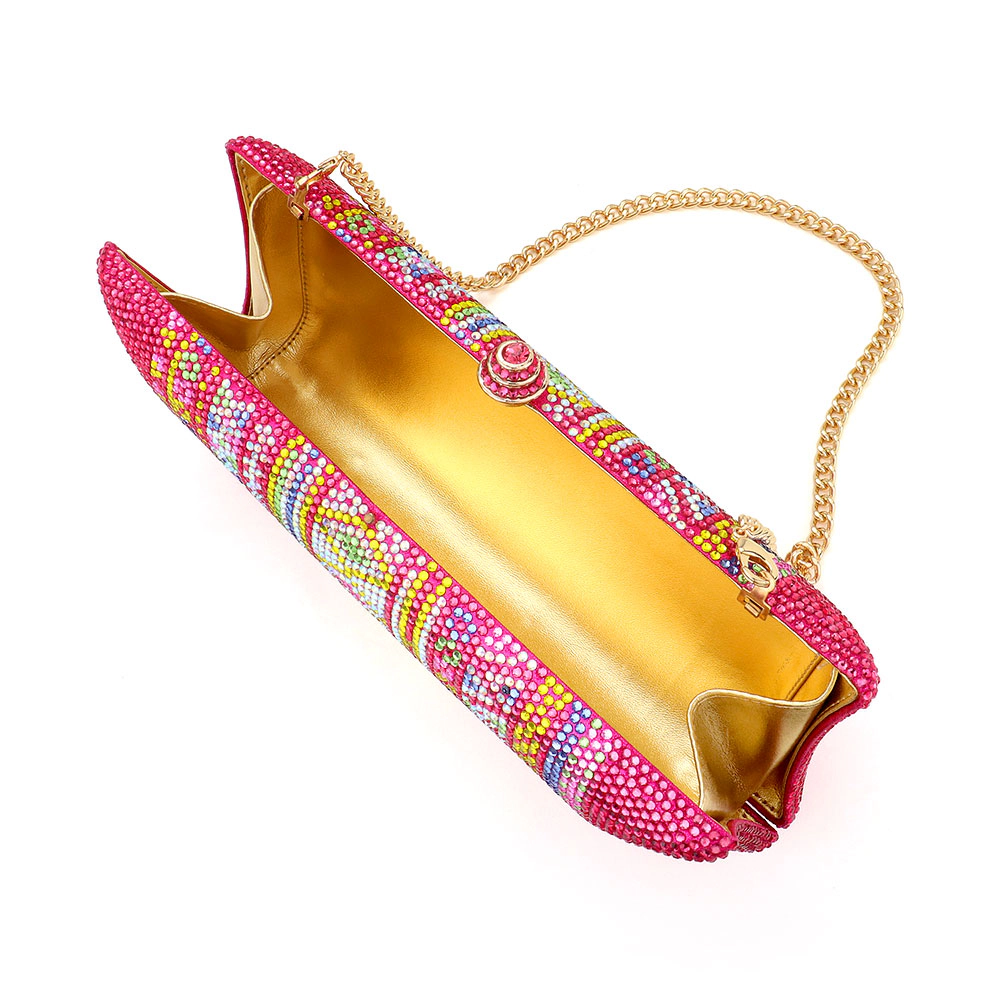 FASHNZFAB Bling Aztec Print Evening Clutch Bag