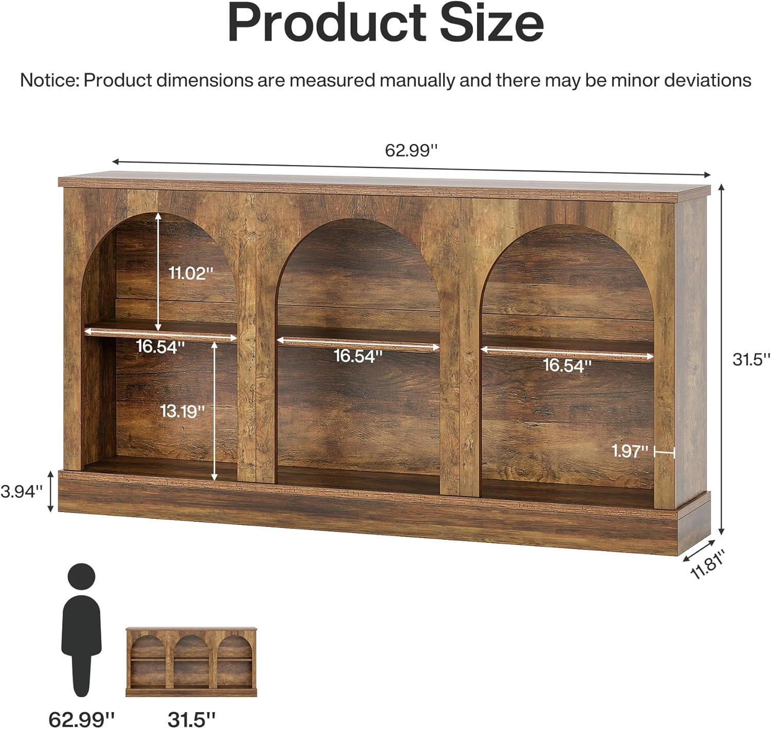 Tribesigns 63" Console Table, Farmhouse Entryway Table with 3 Tier Storage
