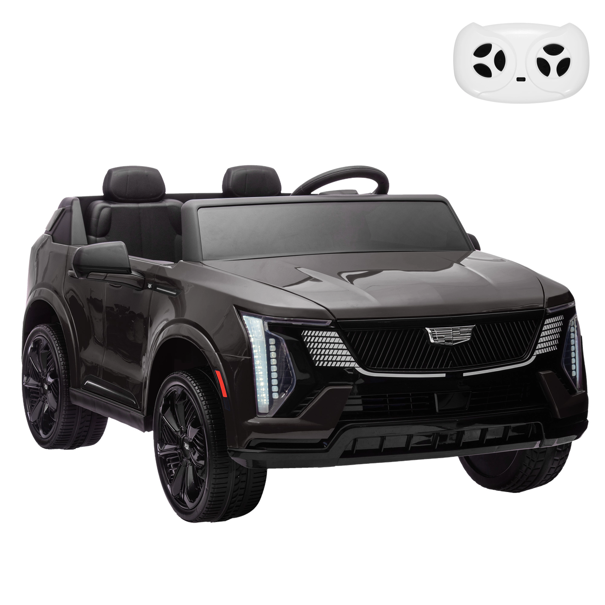 24V Licensed Cadillac 2-Seater Kids Ride On Car, Electric Truck w/ Remote, 130W Motors, LED Lights & Music