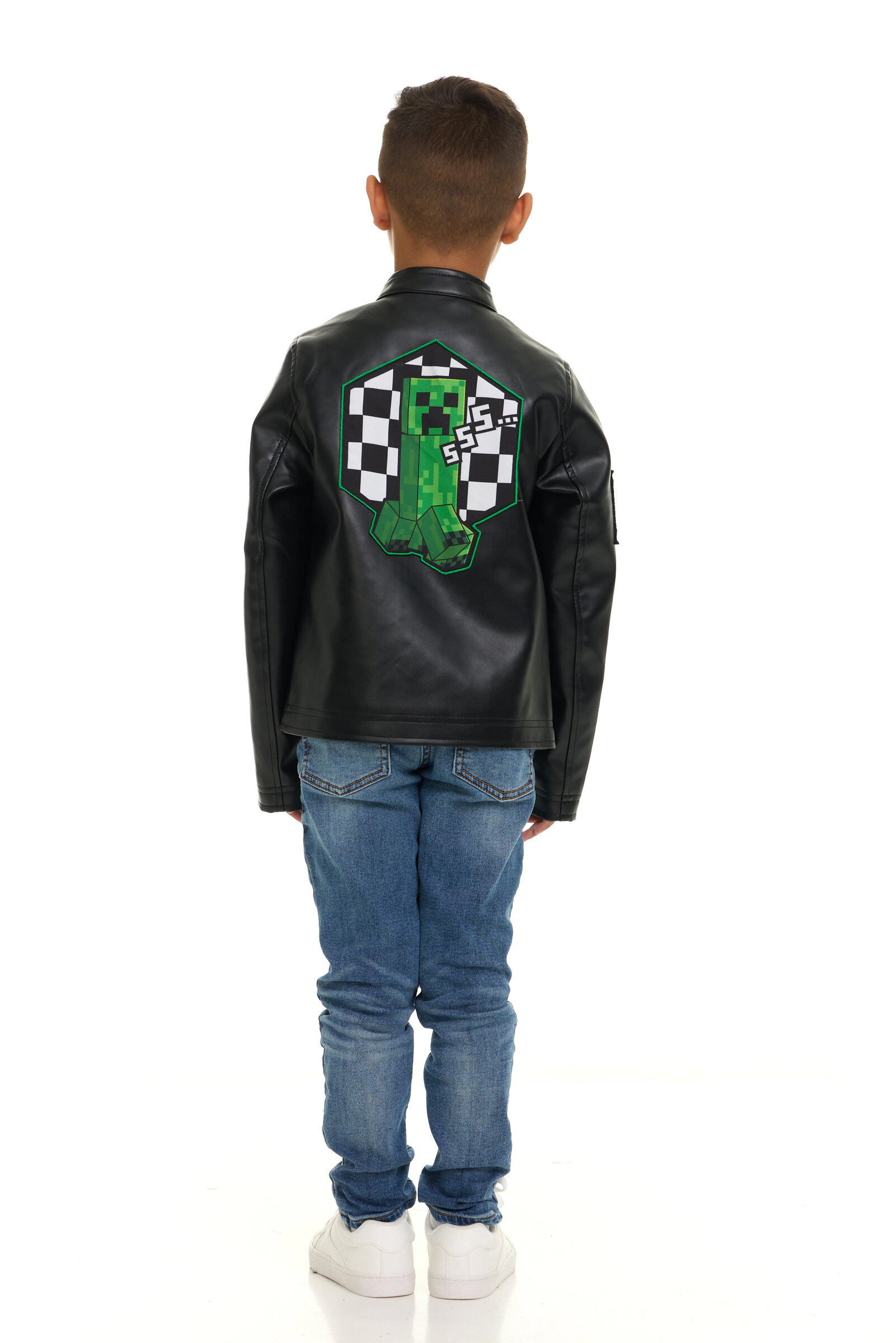 Minecraft Creeper Boys' Zip-Up Leather Jacket