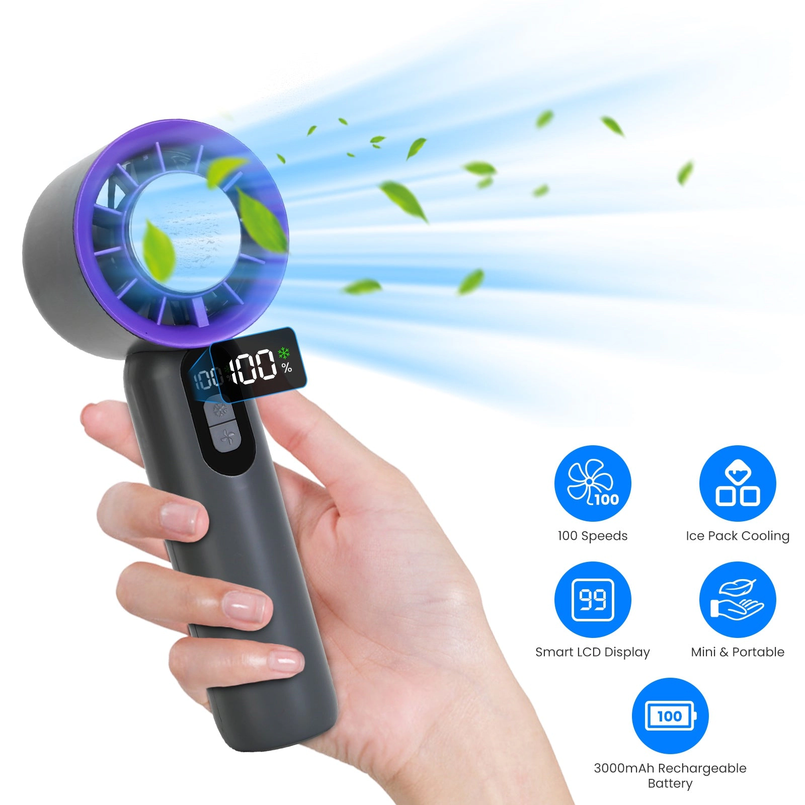 GBruno Rechargeable Handheld Fan With Ice Cooler