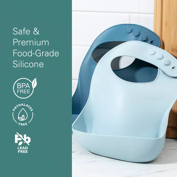 Sperric Silicone Baby Bibs - Soft Bib with Food Catcher, Waterproof Material, Adjustable Fit for & Toddler