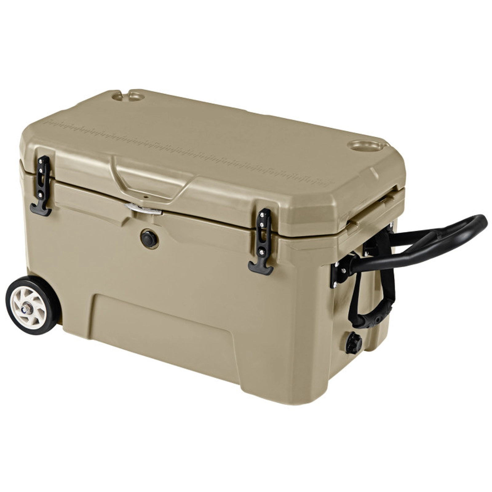 SUGIFT 52-qt Khaki Portable Hard Cooler Ice Chest with Wheels 6-Day Ice Retention and Built-In Ruler