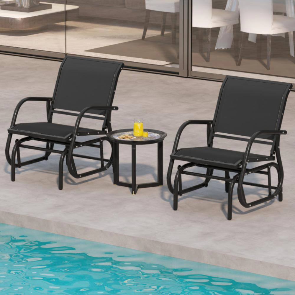 Hivvago Outdoor Single Swing Glider Rocking Chair With Armrest