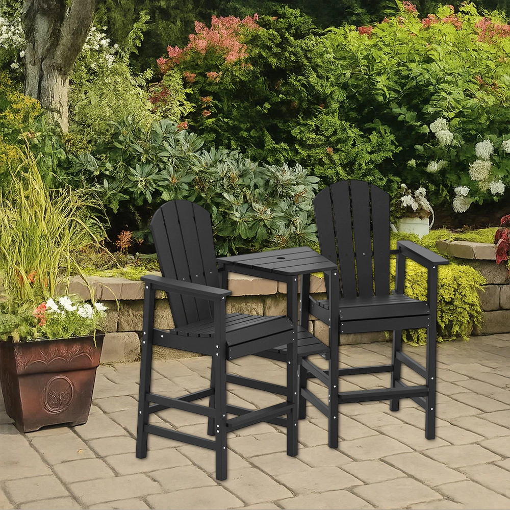 Hivvago All-Weather Two-Seat Adirondack Chair with Central Connecting Tray
