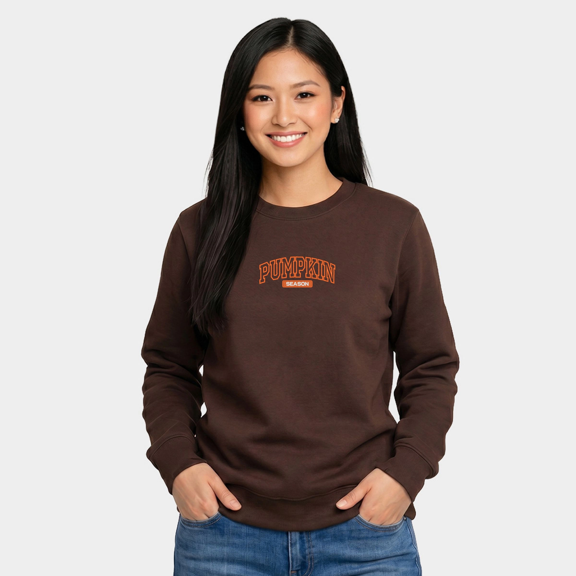 Simply Sage Market - Women's Graphic Sweatshirt Embroidered Arched Pumpkin Season