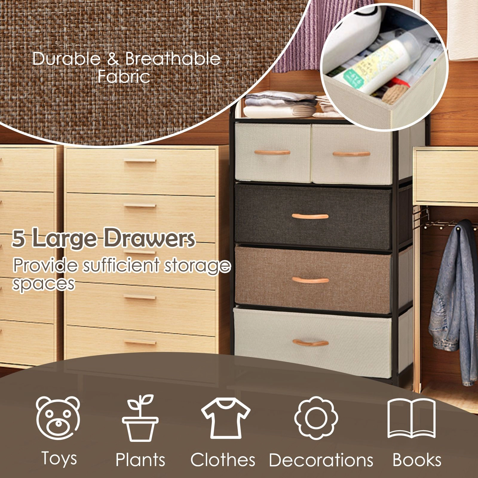 SlickBlue 4-Tier Storage Organizer Tower with Fabric Drawers