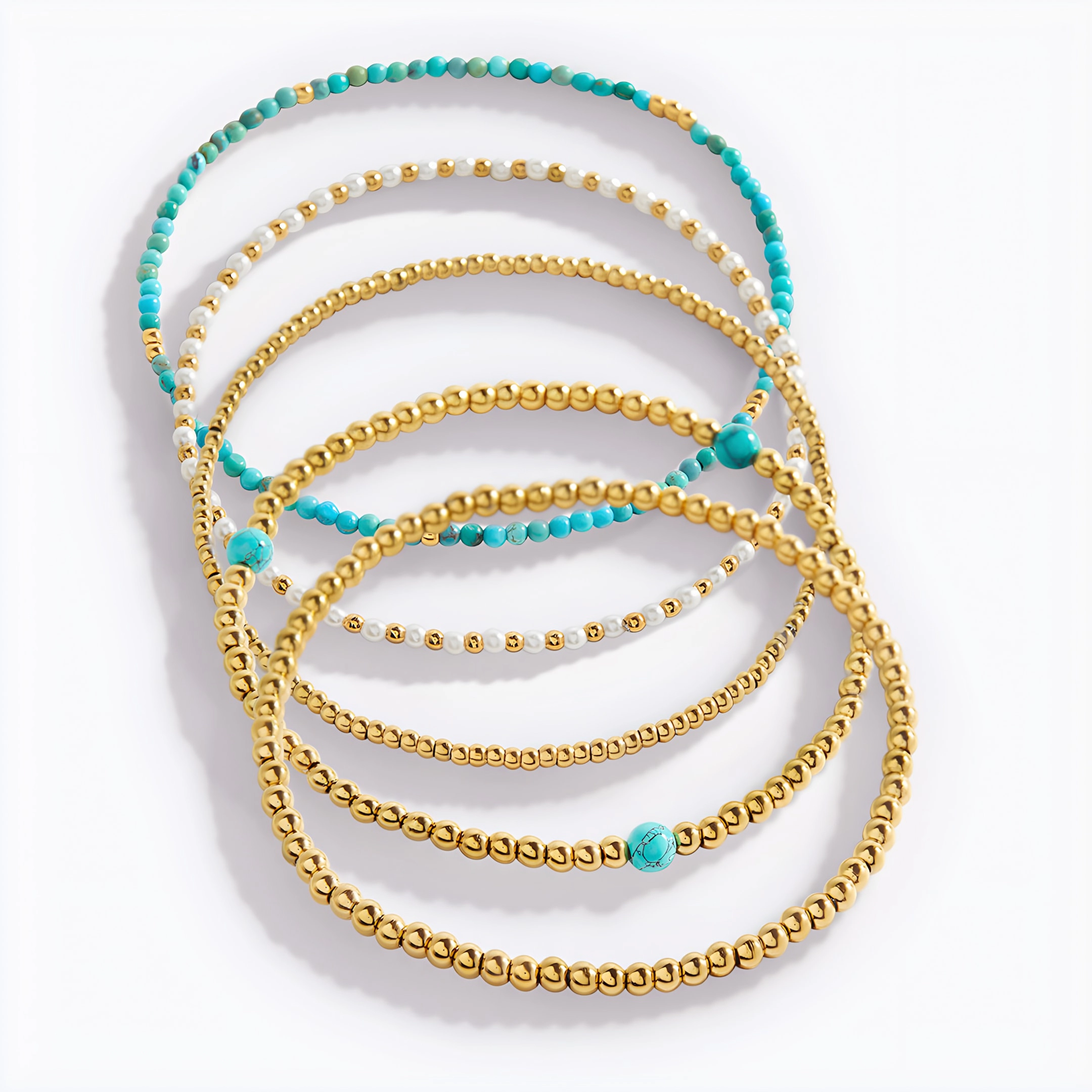 Mint & Lily Women's Turquoise Beaded Bracelet Stacking Set
