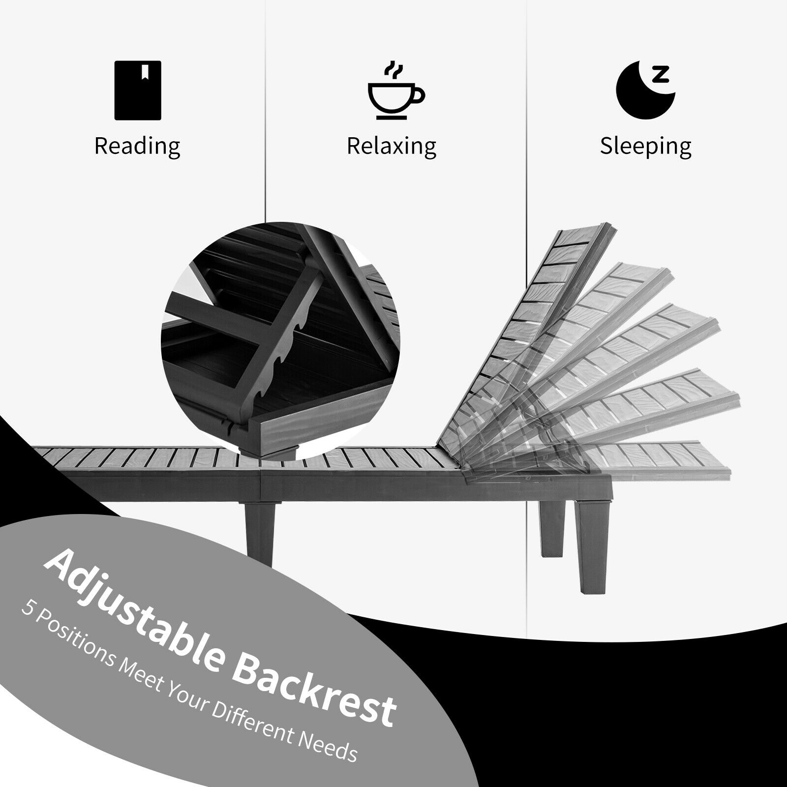Hivvago Outdoor Recliner Chair with 5-Position Adjustable Backrest