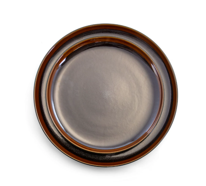 Elama Midnight Beach Unisex 16 Pieces Round Stoneware Dinnerware Set in Metallic Black