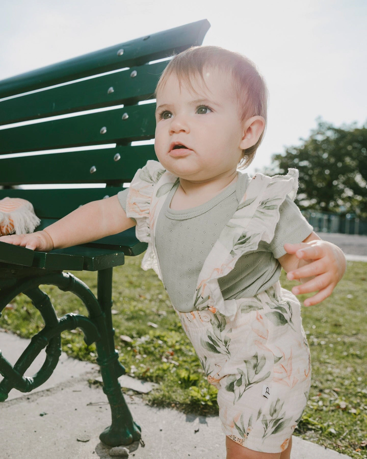 Deux par Deux Girls Pointelle Onesie and Cotton Muslin Shortall Set Deer Print
