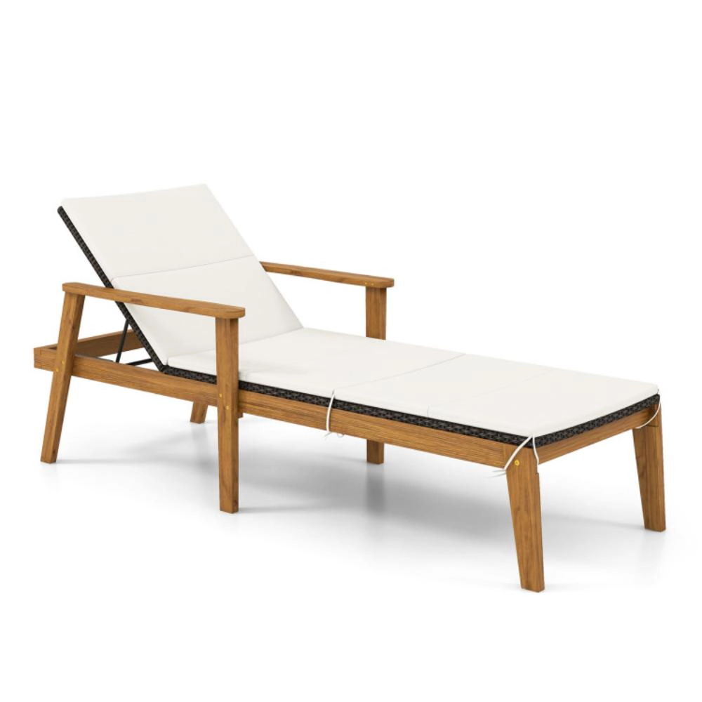 Hivvago Outdoor Chaise Lounge Chair Rattan Patio Recliners With Armrests