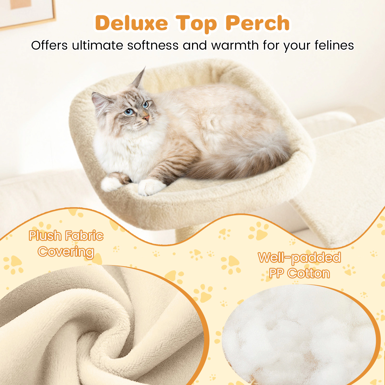Glintex 63-Inch Cat Tower with Mini-Window Condo Rotatable Basket and Hammock