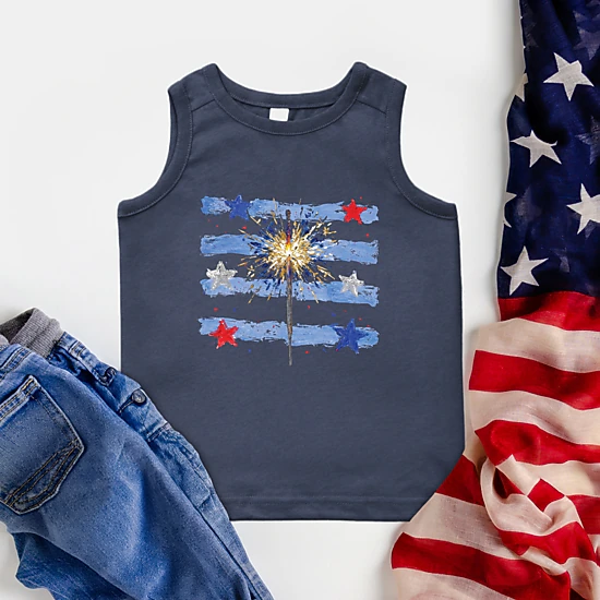 The Juniper Shop - Toddler Graphic Tank - Sparkler Stripes