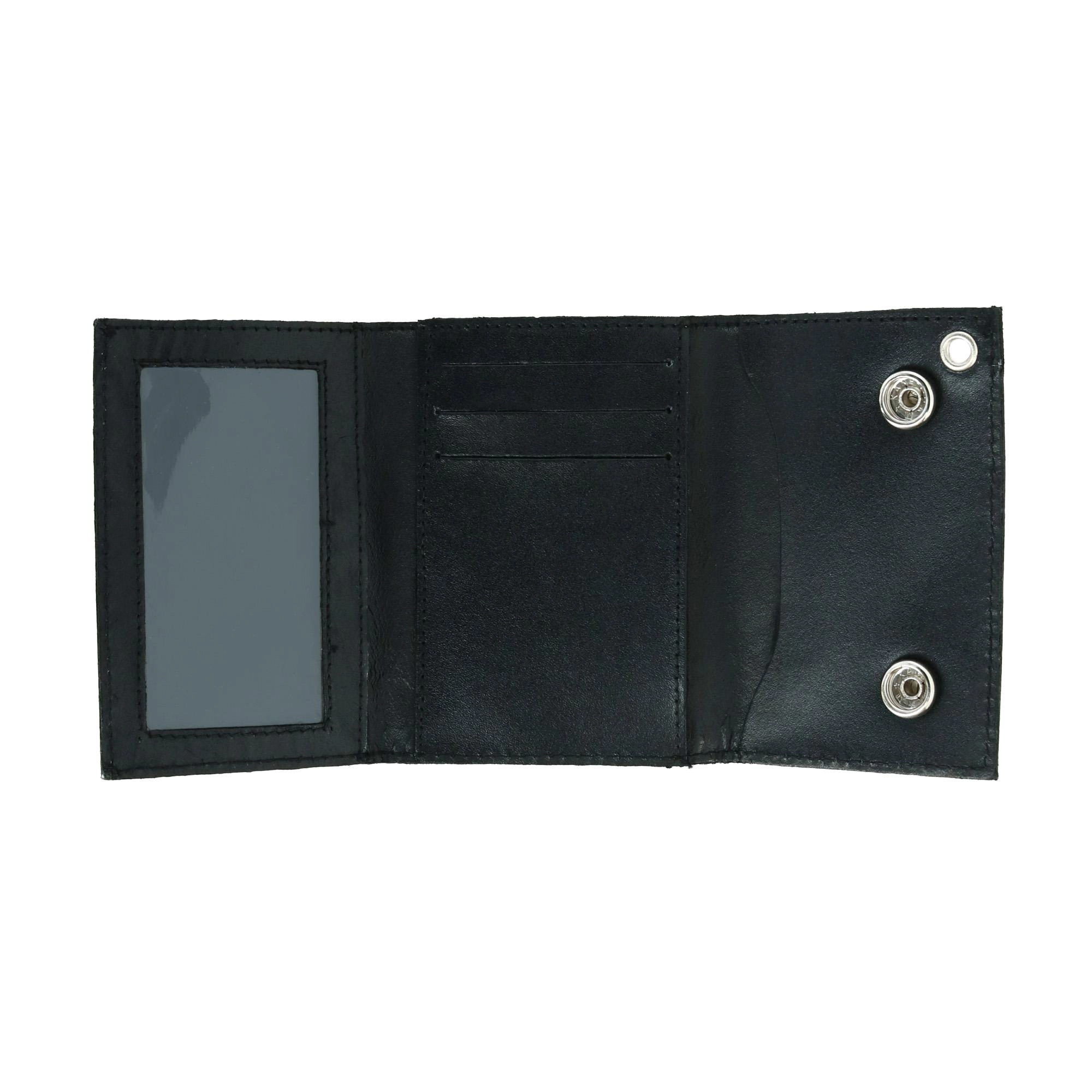 CTM Men's Leather Eagle Print Trifold Double Snap Chain Wallet