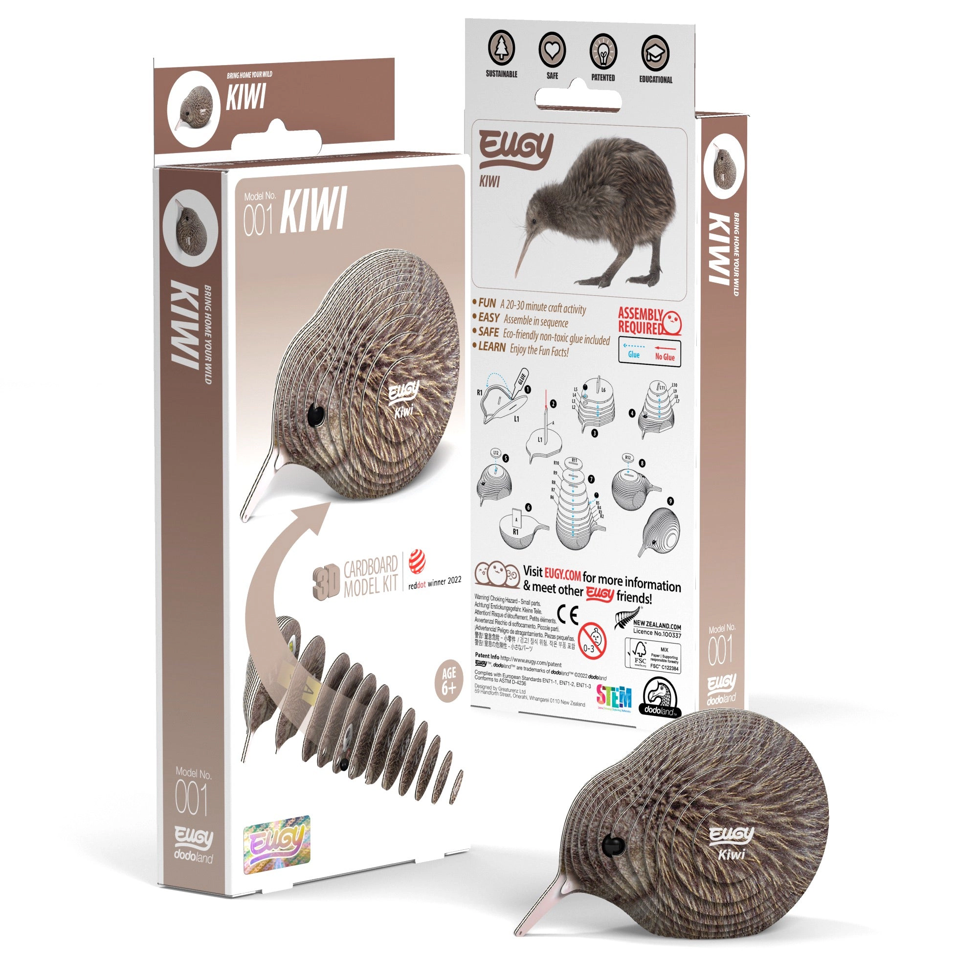 EUGY Kiwi 3D Puzzle - contains 24 puzzle pieces