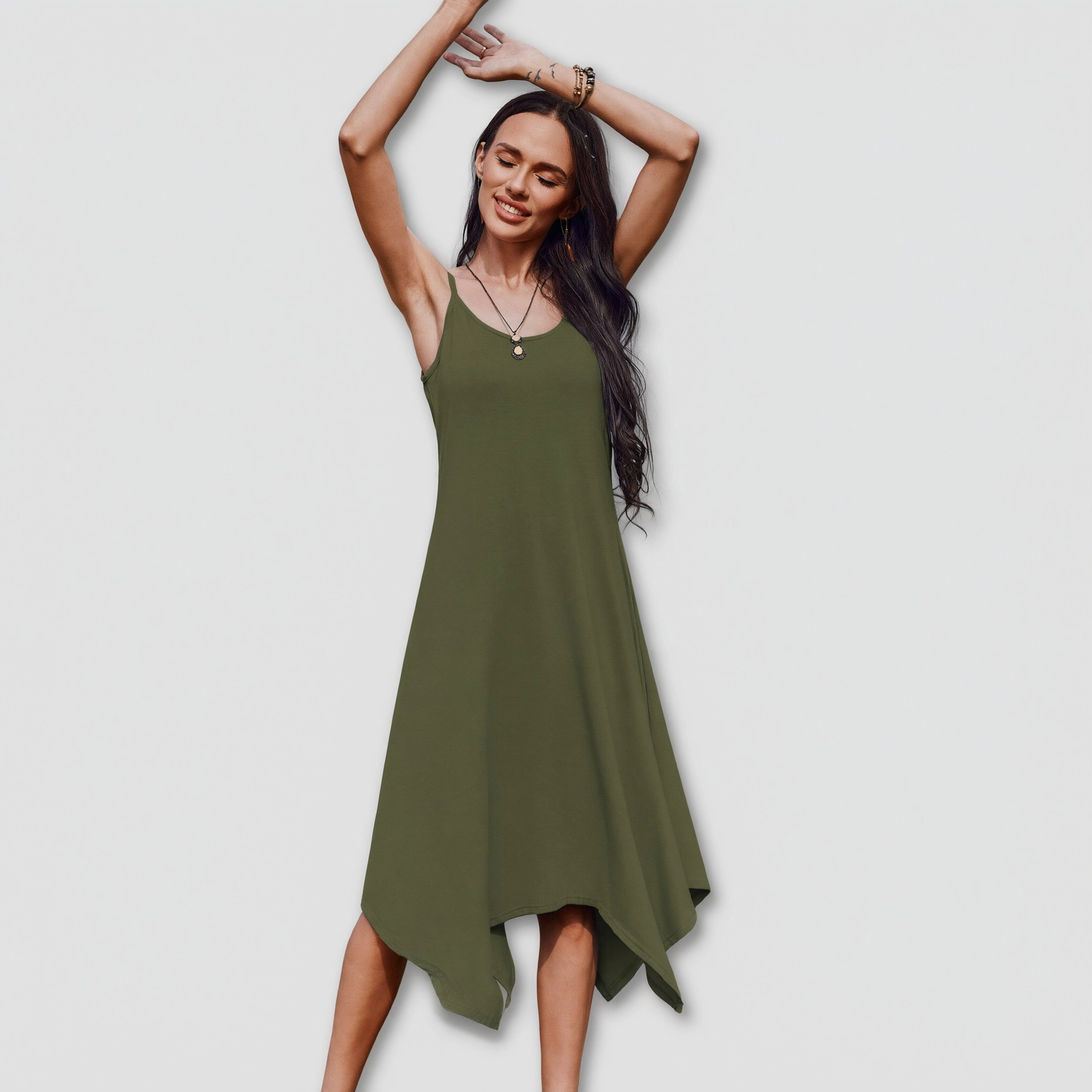 Zeagoo Women's Scoop Neck Sleeveless Midi Dress