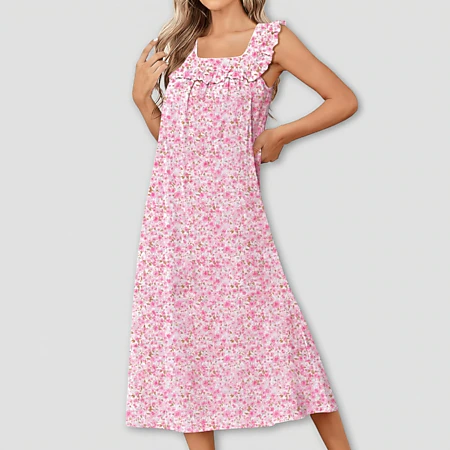 sleep dress for ladies Ekouaer Nightgowns Women Short Sleeve Night Gown Comfy Shirt Soft Sleep Pleated christmas party outfit