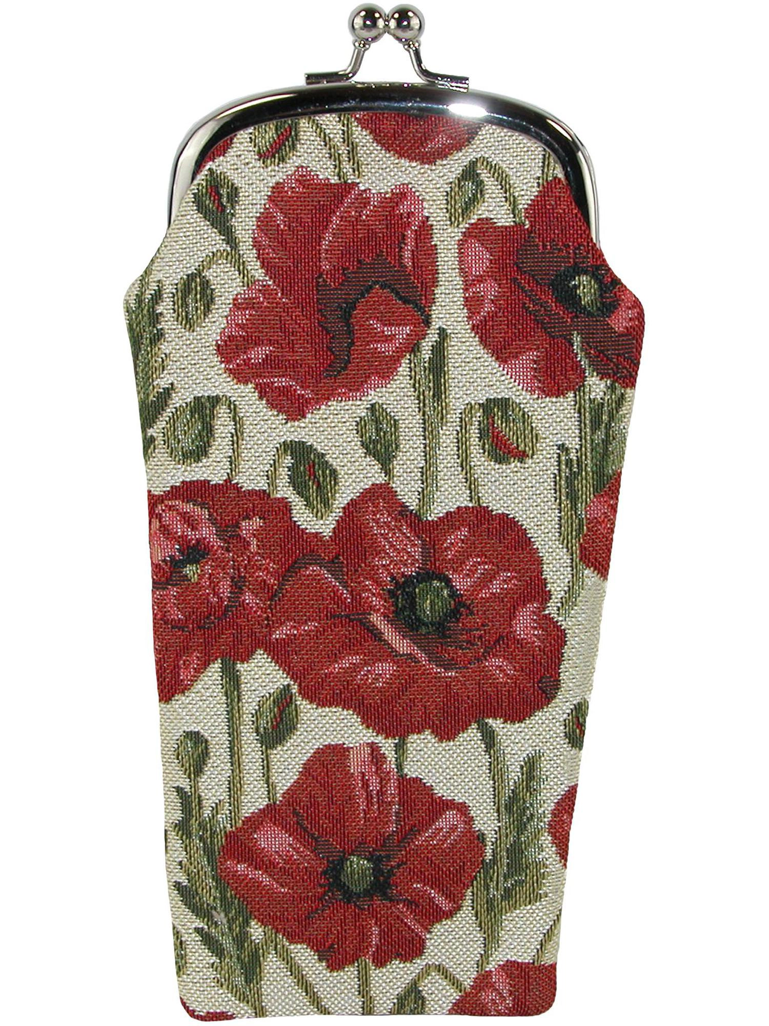 CTM® Women's Poppy Print Tapestry Glasses Case