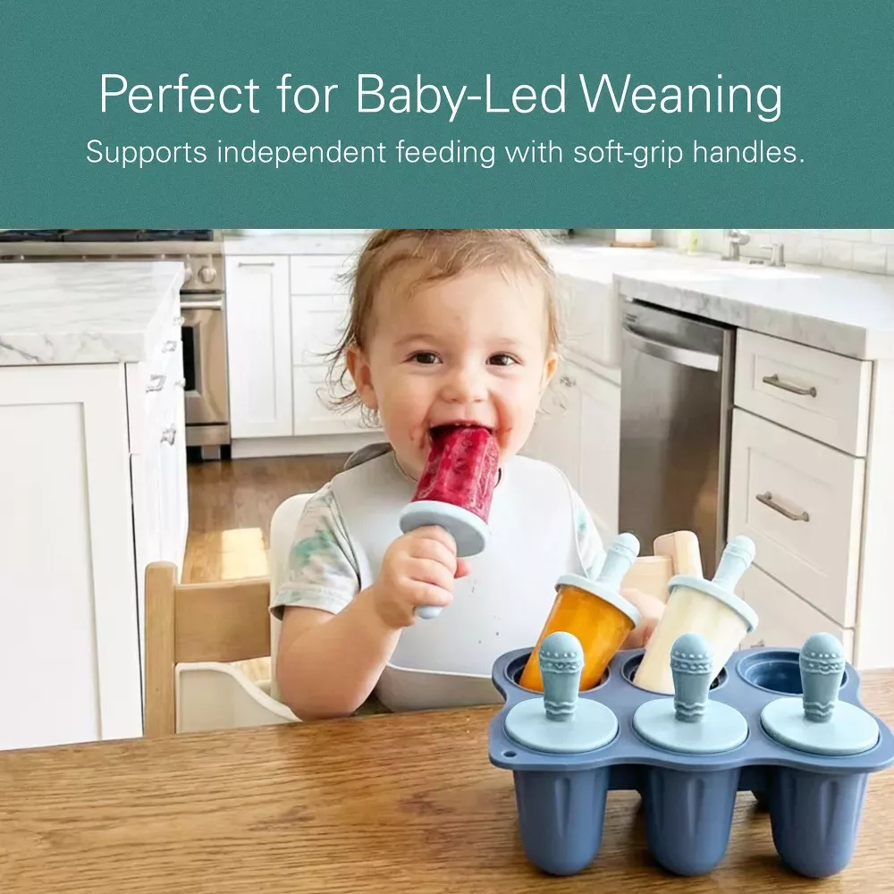 Sperric Baby Teething Popsicle Set, 6-Cavity Mold & 2 pc Silicone Bibs, Relief Essential